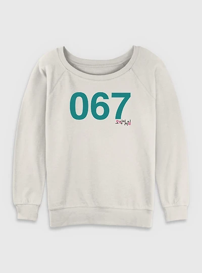 Squid Game Costume 067 Womens Slouchy Sweatshirt