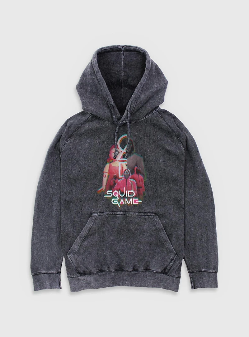 Squid Game Glitch Games Mineral Wash Hoodie