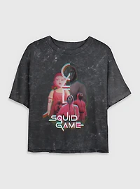 Squid Game Glitch Games Womens Mineral Wash Crop T-Shirt