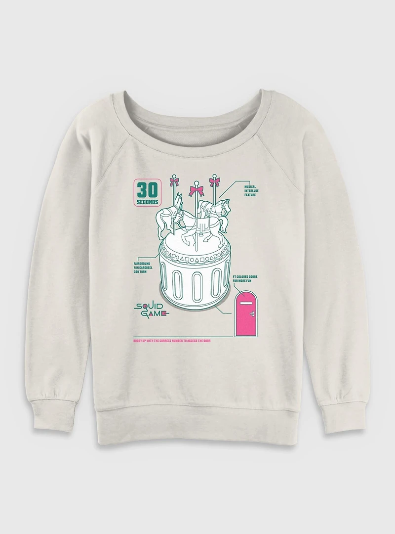 Squid Game Round And Carousel Womens Slouchy Sweatshirt