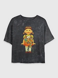 Squid Game Big Doll Womens Mineral Wash Crop T-Shirt