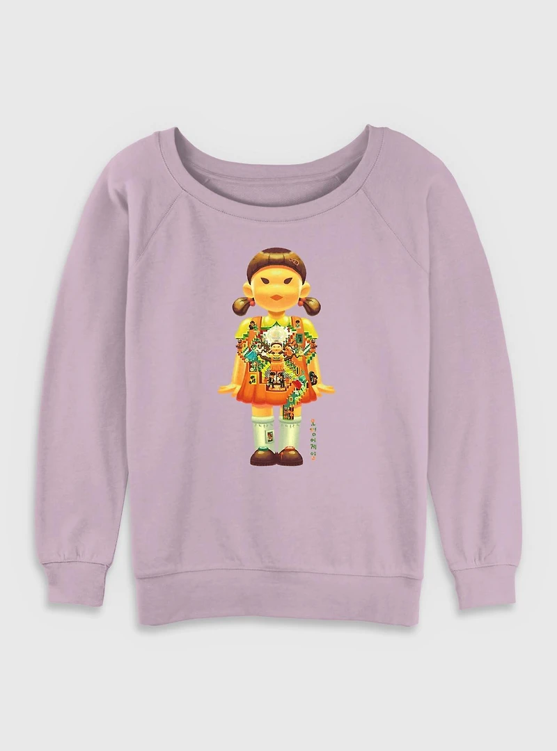 Squid Game Big Doll Womens Slouchy Sweatshirt