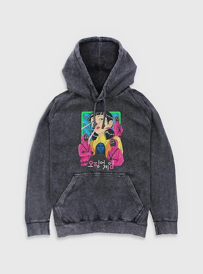 Squid Game Graphic Seoyoung Mineral Wash Hoodie