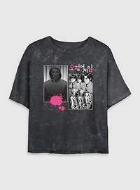 Squid Game Manga Panel Womens Mineral Wash Crop T-Shirt