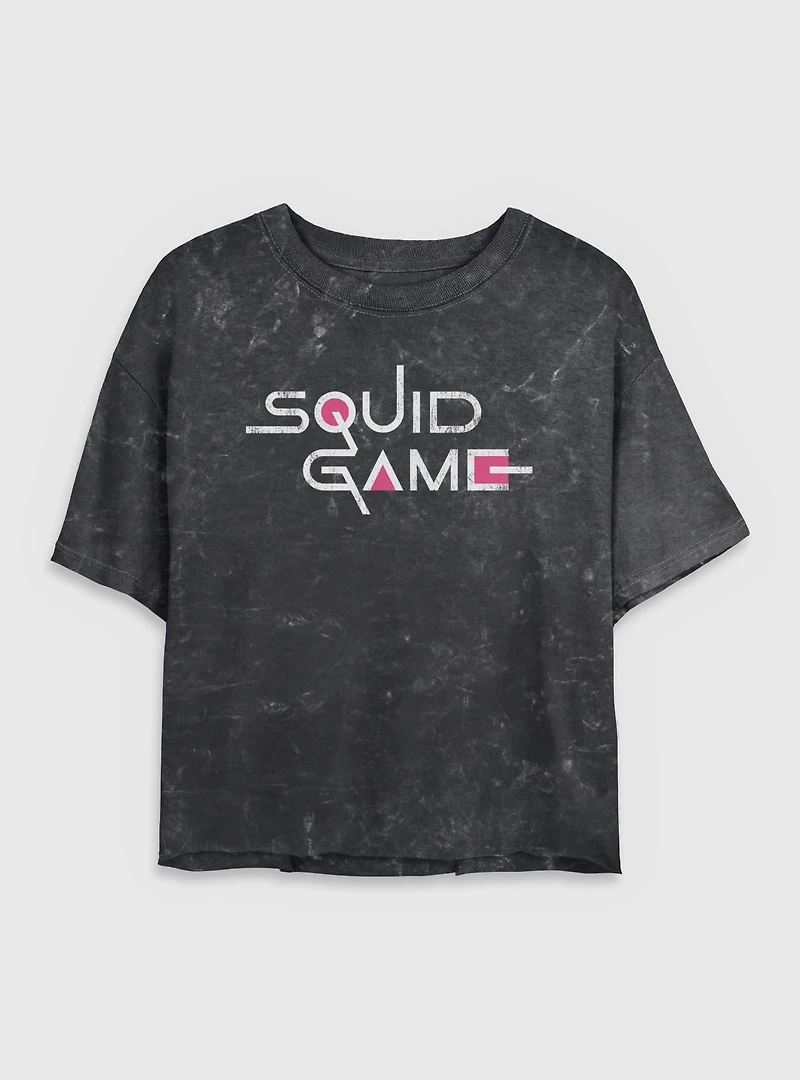 Squid Game English Title Womens Mineral Wash Crop T-Shirt