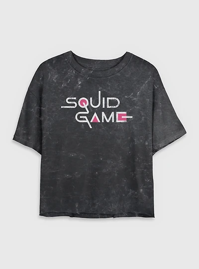 Squid Game English Title Womens Mineral Wash Crop T-Shirt
