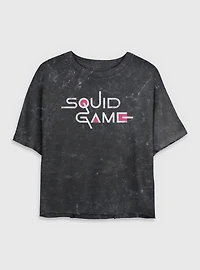 Squid Game English Title Womens Mineral Wash Crop T-Shirt