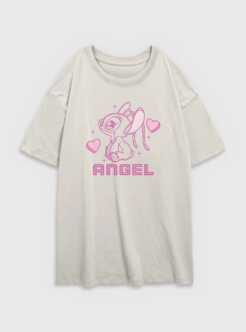 Disney Lilo & Stitch Angel Hearts Womens Oversized T-Shirt