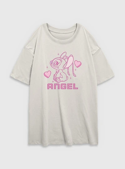 Disney Lilo & Stitch Angel Hearts Womens Oversized T-Shirt