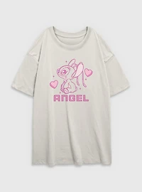 Disney Lilo & Stitch Angel Hearts Womens Oversized T-Shirt