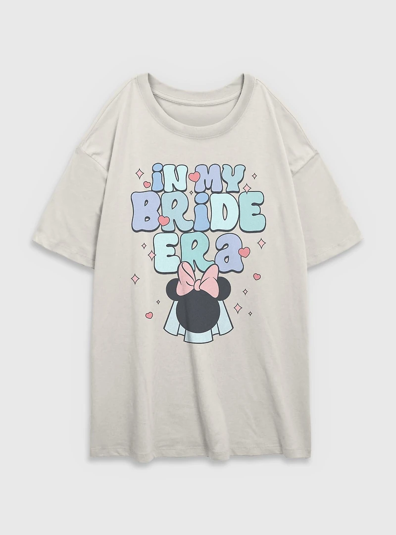 Disney Minnie Mouse My Bride Era Womens Oversized T-Shirt