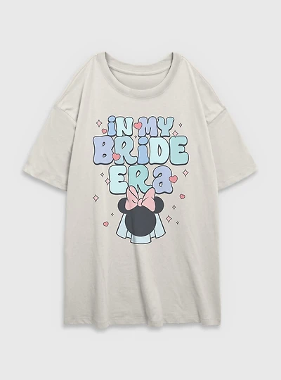 Disney Minnie Mouse My Bride Era Womens Oversized T-Shirt