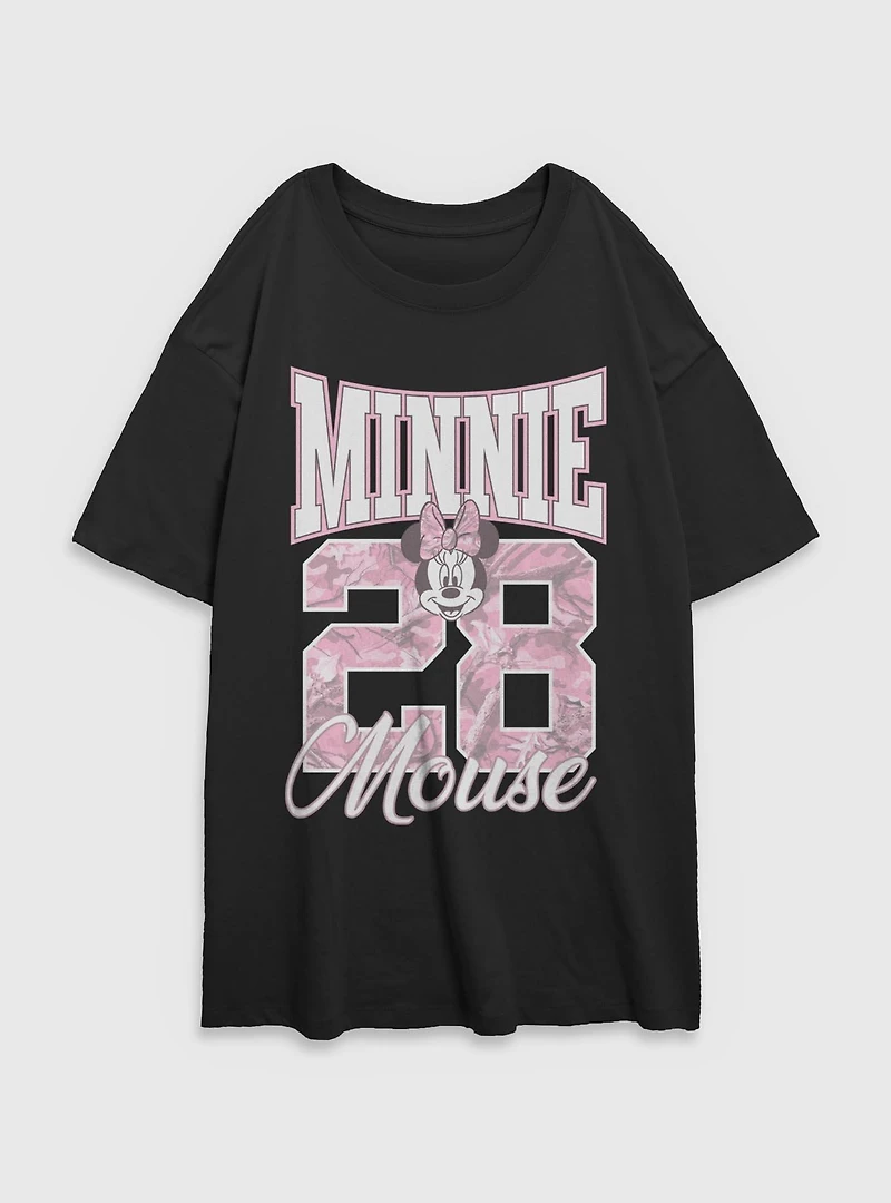 Disney Minnie Mouse 28 Collegiate Womens Oversized T-Shirt