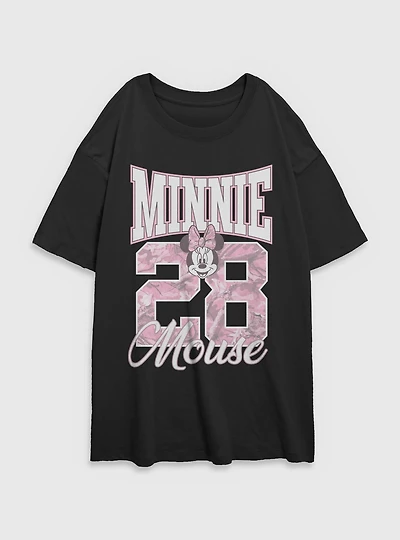 Disney Minnie Mouse 28 Collegiate Womens Oversized T-Shirt