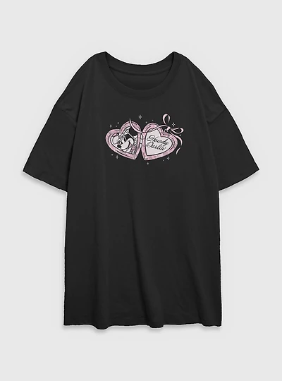 Disney Minnie Mouse Coquette Camo Cowgirl Womens Oversized T-Shirt