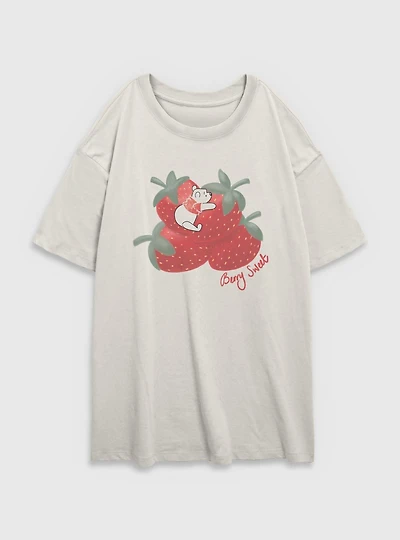 Disney Winnie The Pooh Strawberry Berry Sweet Womens Oversized T-Shirt