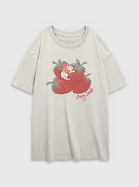 Disney Winnie The Pooh Strawberry Berry Sweet Womens Oversized T-Shirt