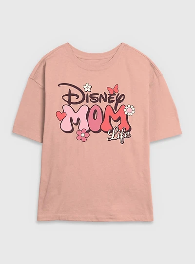 Disney Mom Life Retro Flowers Womens Skimmer T-Shirt