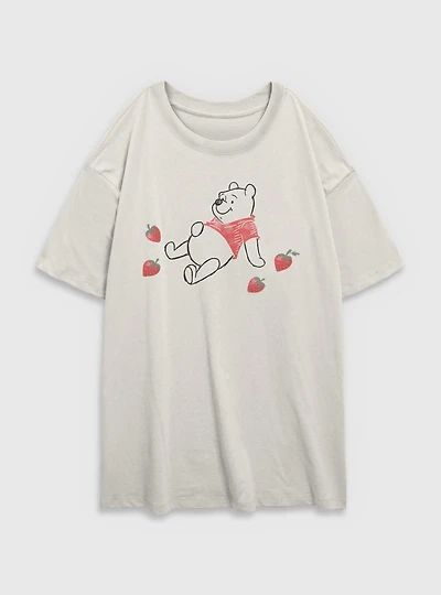 Disney Winnie The Pooh Belly Berry Womens Oversized T-Shirt