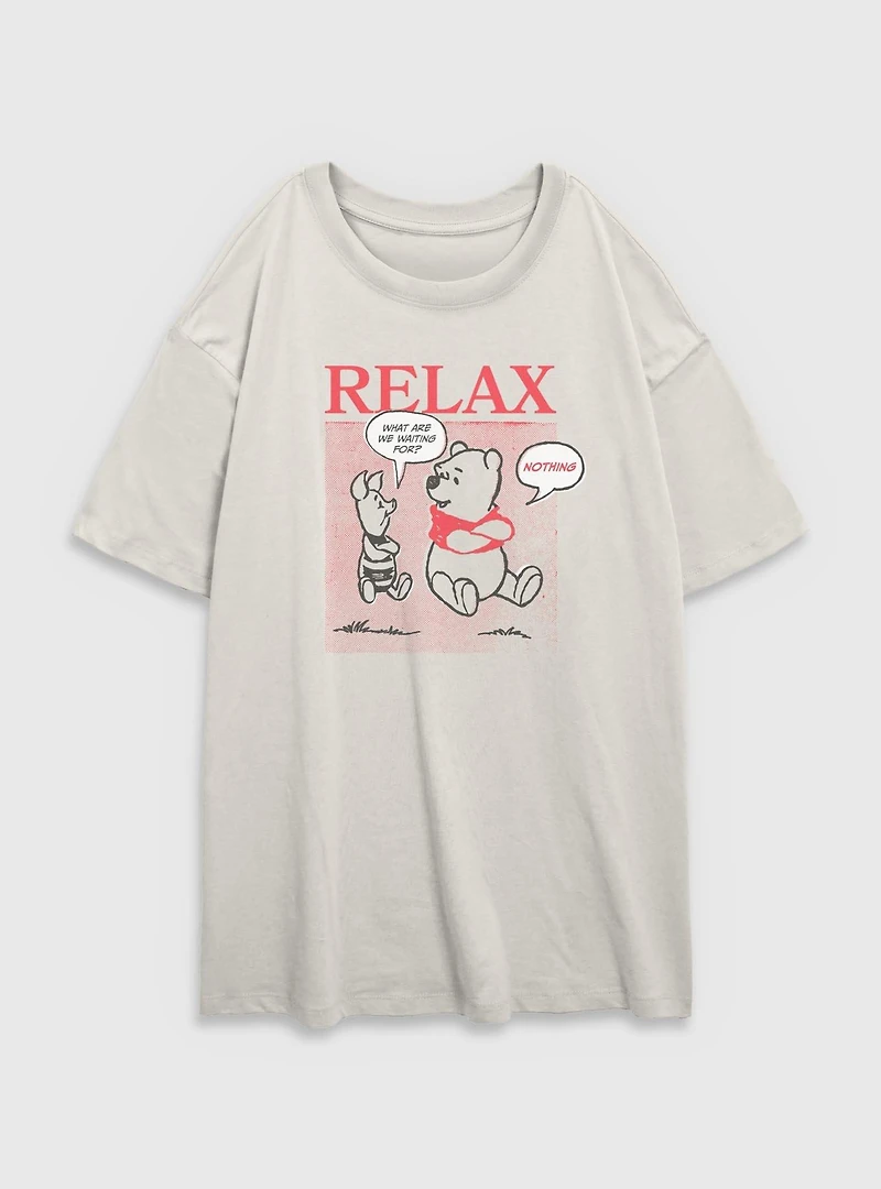 Disney Winnie The Pooh Relax Womens Oversized T-Shirt