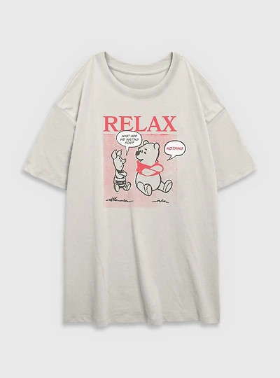 Disney Winnie The Pooh Relax Womens Oversized T-Shirt