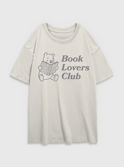 Disney Winnie The Pooh Book Lovers Club Womens Oversized T-Shirt