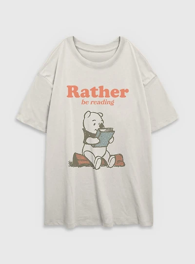 Disney Winnie The Pooh Rather Be Reading Womens Oversized T-Shirt