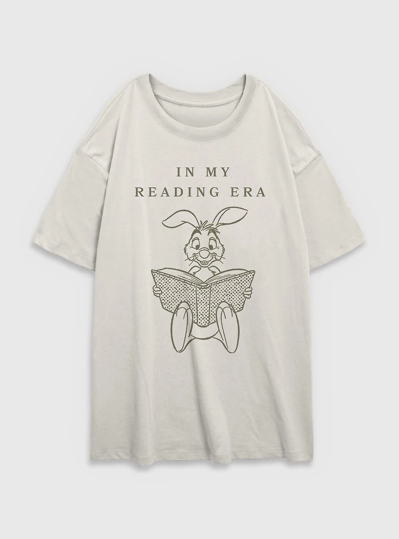 Disney Winnie The Pooh My Reading Era Rabbit Womens Oversized T-Shirt