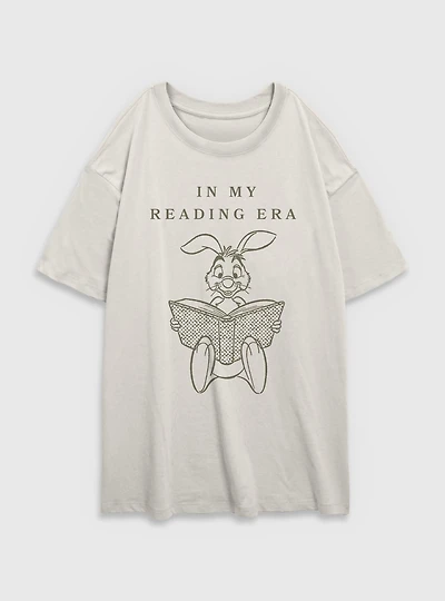 Disney Winnie The Pooh My Reading Era Rabbit Womens Oversized T-Shirt