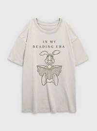 Disney Winnie The Pooh My Reading Era Rabbit Womens Oversized T-Shirt