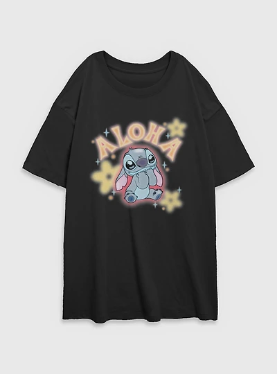 Disney Lilo & Stitch Cute Aloha Womens Oversized T-Shirt