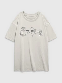 Disney Winnie The Pooh Carrying Books Womens Oversized T-Shirt