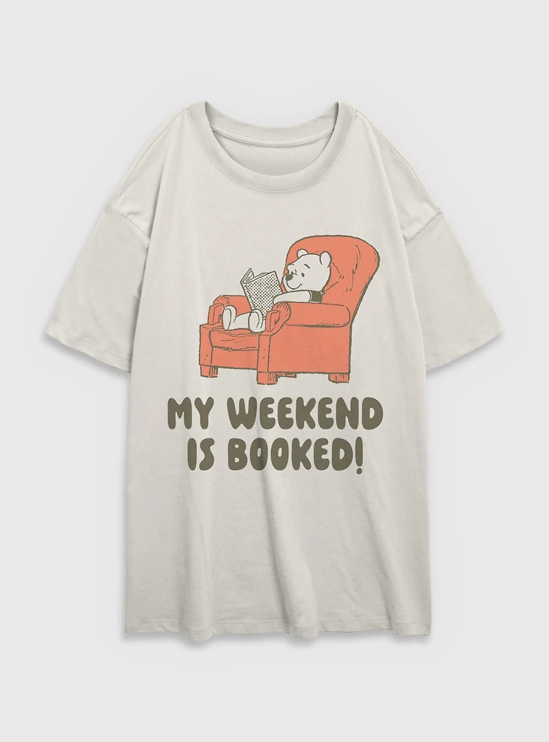 Disney Winnie The Pooh My Weekend Is Booked Womens Oversized T-Shirt