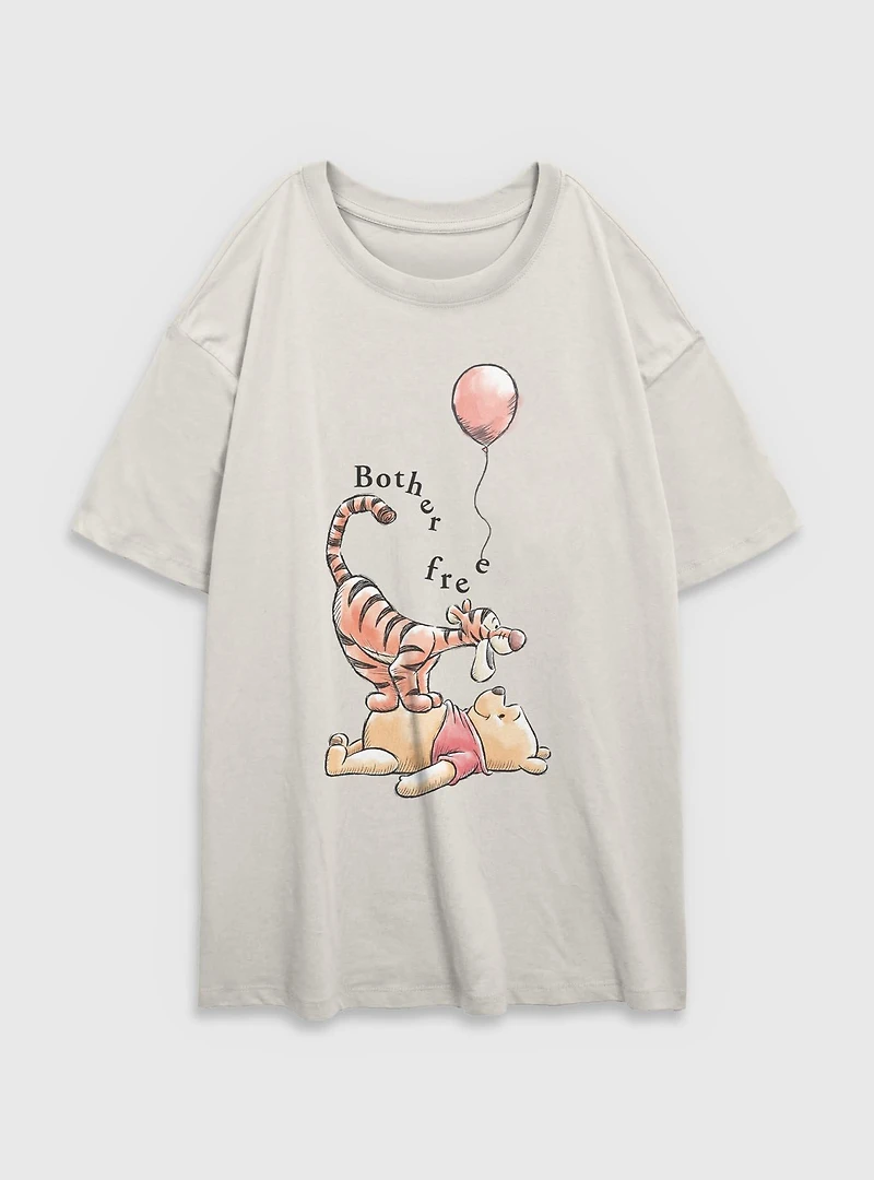 Disney Winnie The Pooh Bother Free Womens Oversized T-Shirt