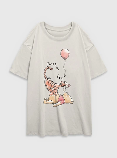 Disney Winnie The Pooh Bother Free Womens Oversized T-Shirt
