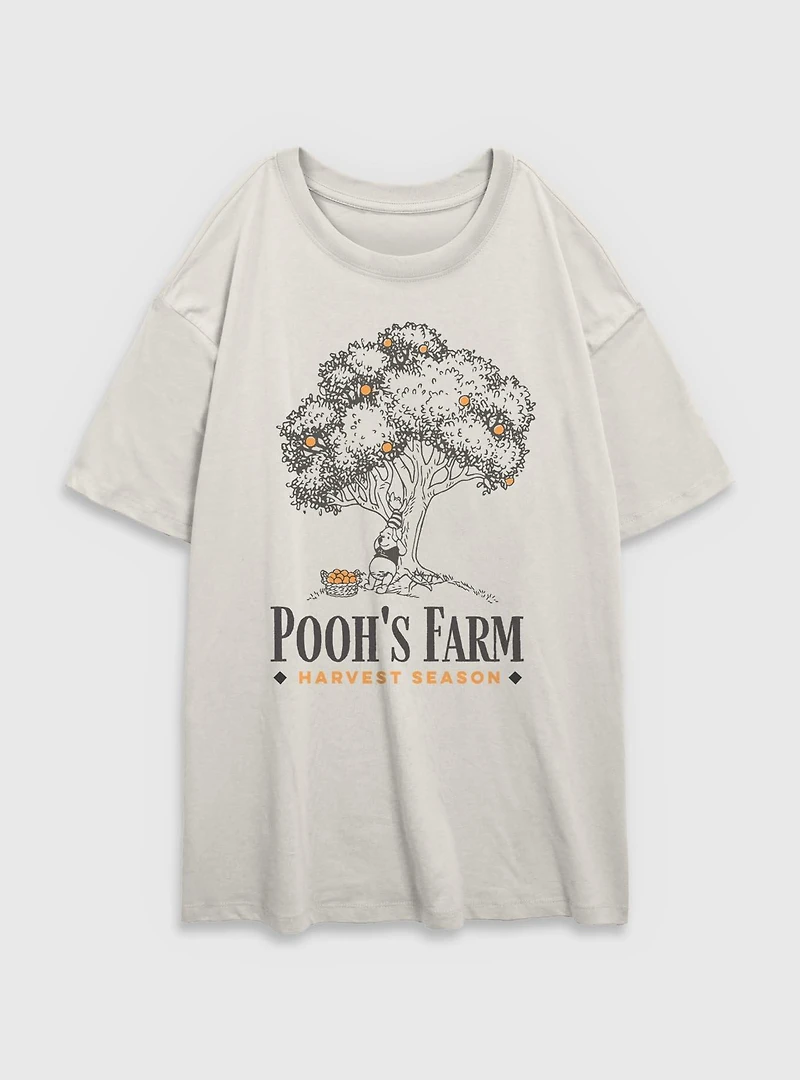Disney Winnie The Pooh Pooh's Farm Harvest Season Womens Oversized T-Shirt