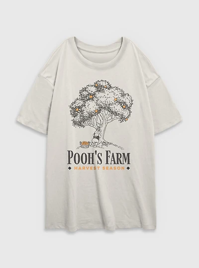 Disney Winnie The Pooh Pooh's Farm Harvest Season Womens Oversized T-Shirt