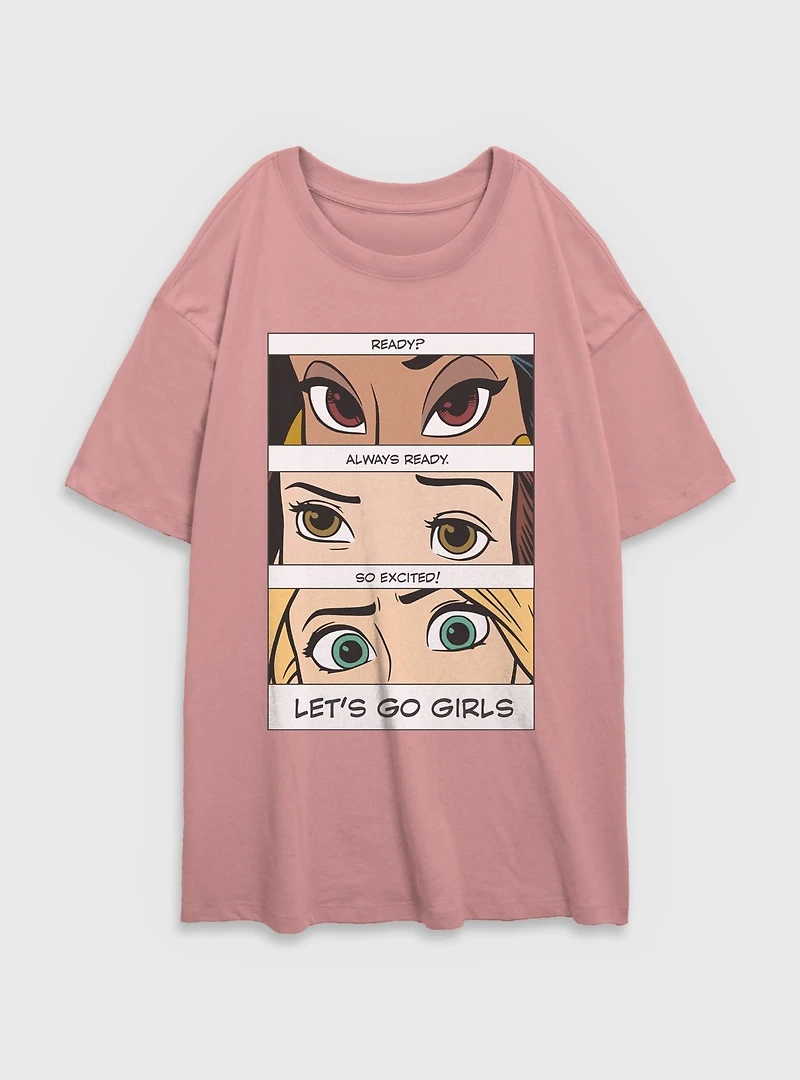 Disney Princesses Let's Go Girls Womens Oversized T-Shirt