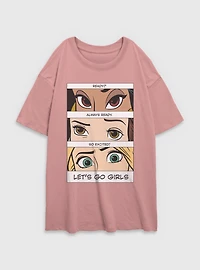 Disney Princesses Let's Go Girls Womens Oversized T-Shirt