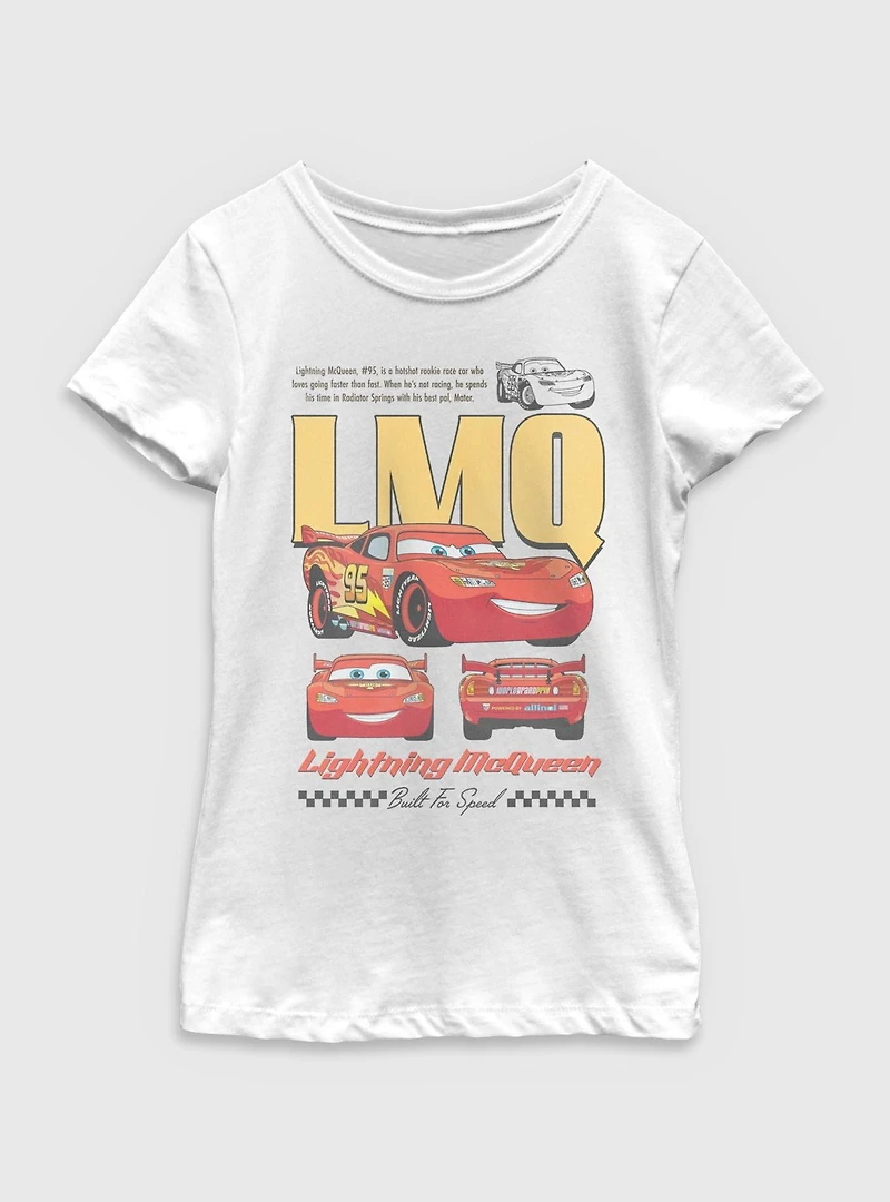 Disney Pixar Cars Lighting McQueen Poster Youth Girls T-Shirt