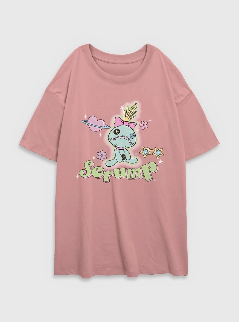 Disney Lilo & Stitch Scrump Stars Womens Oversized T-Shirt