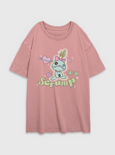 Disney Lilo & Stitch Scrump Stars Womens Oversized T-Shirt