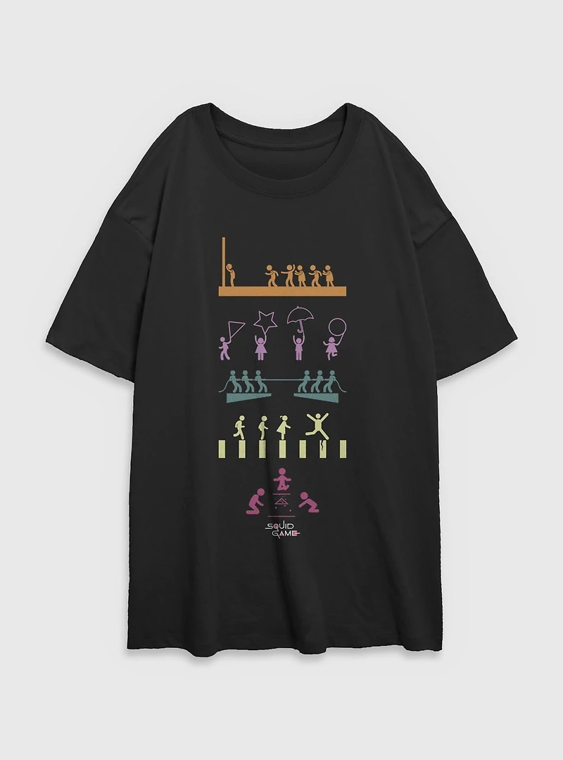 Squid Game Icons Womens Oversized T-Shirt
