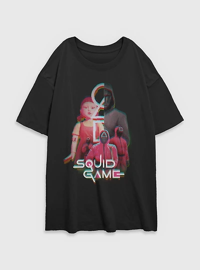 Squid Game Glitch Games Womens Oversized T-Shirt