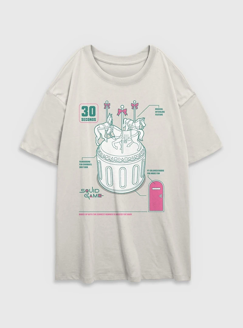 Squid Game Round And Carousel Womens Oversized T-Shirt