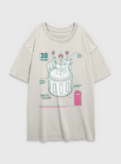 Squid Game Round And Carousel Womens Oversized T-Shirt