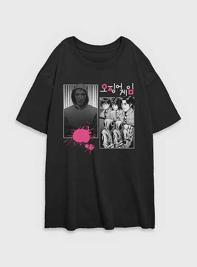 Squid Game Manga Panel Womens Oversized T-Shirt