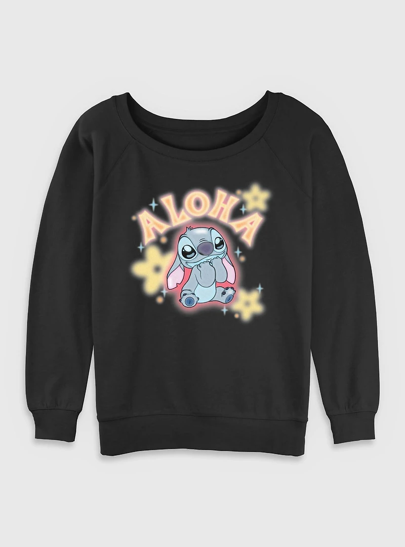 Disney Lilo & Stitch Cute Aloha Womens Slouchy Sweatshirt