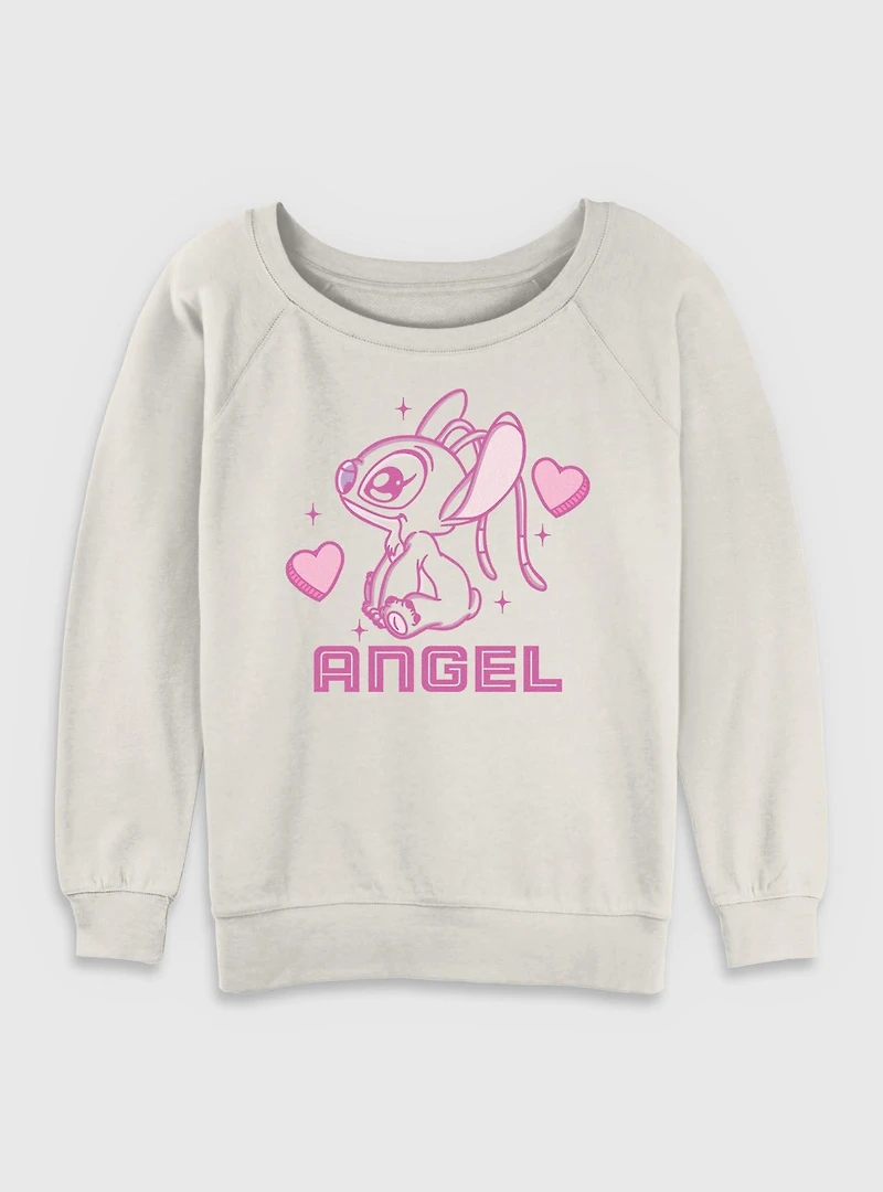 Disney Lilo & Stitch Angel Hearts Womens Slouchy Sweatshirt