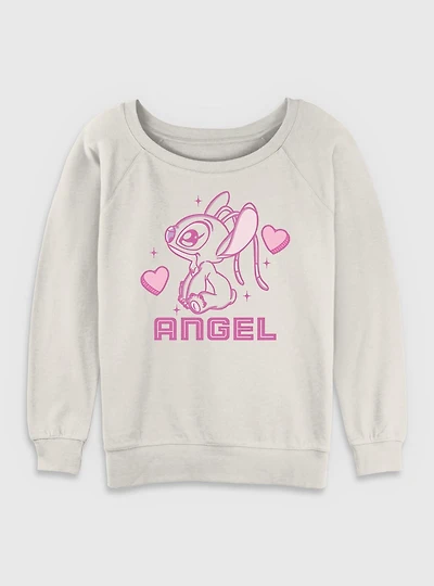 Disney Lilo & Stitch Angel Hearts Womens Slouchy Sweatshirt